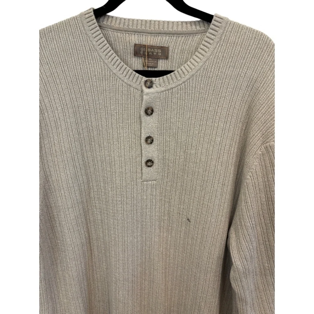 GH BASS EARTH Rock Ridge Men's Henley Long Sleeve Sweater Beige Size XL NWT